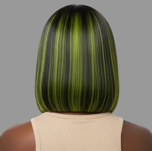 ɢʀᴇᴇɴ & ʙʟᴀᴄᴋ 2×6 ᴄʟᴏꜱᴜʀᴇ ʙᴏʙ ᴡɪɢ ꜱʜᴏʀᴛ ꜱᴛʀᴀɪɢʜᴛ