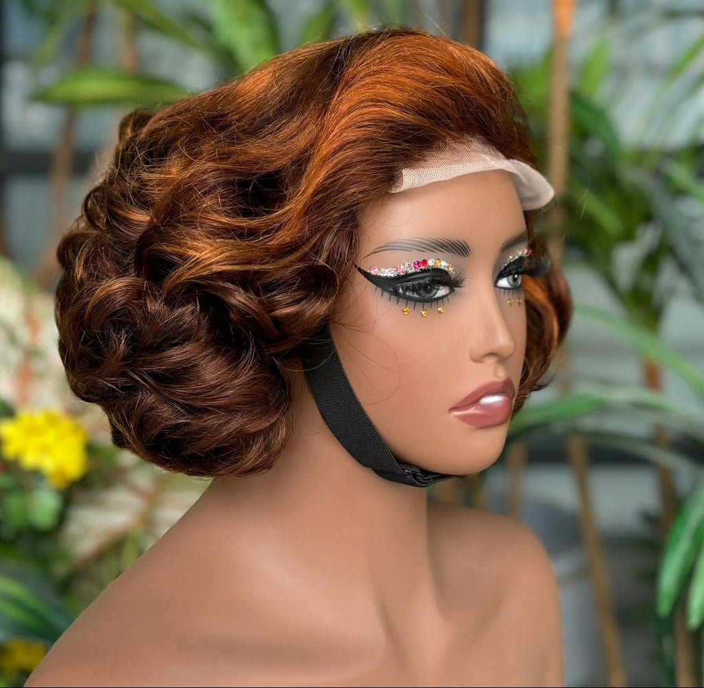 ʟᴜxᴜʀʏ ᴍᴀʜᴏɢᴀɴʏ ʙʀᴏᴡɴ ʙᴏᴜɴᴄʏ ᴄᴜʀʟ 13x4 ʟᴀᴄᴇ ꜰʀᴏɴᴛ ᴡɪɢ - ꜱʜᴏʀᴛ ʟᴀʏᴇʀᴇᴅ ʜᴜᴍᴀɴ ʜᴀɪʀ | ᴏᴍᴏɢᴇ ᴍᴀɴᴇꜱ